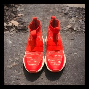 Champion Kids' Bright Red Slip-On Sneakers . Red kid shoes
